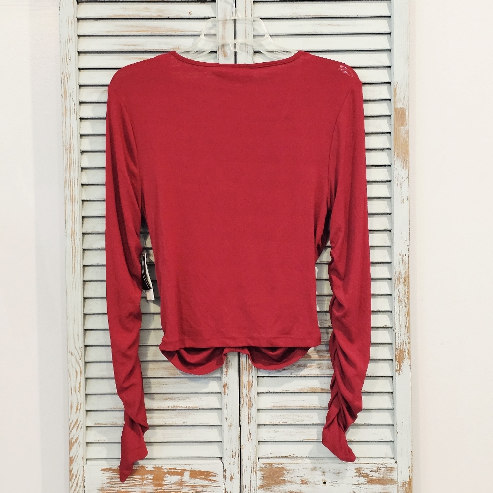 NWT And Now This Ruched V-Neck Top XL Deep Red Y2k Cherrygirl Coquette Pinup - Picture 7 of 9